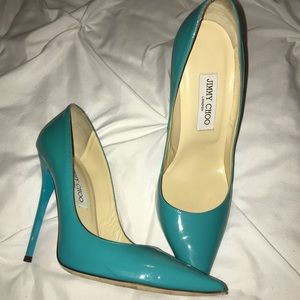 Jimmy Choo Blue patent leather pumps